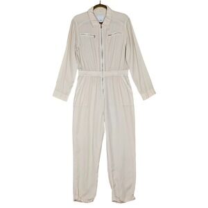 River Island Women's Tan Lyocell Zip Front Utility Boilersuit Jumpsuit 10